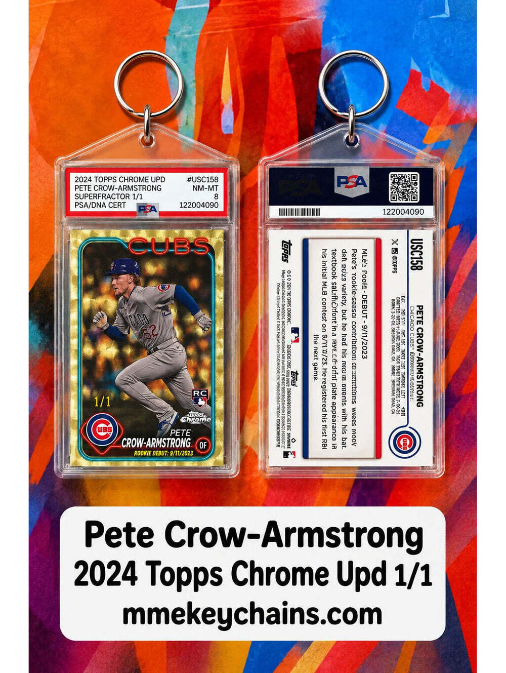 9999 Pete Crow-Armstrong 2024 Chrome Update Superfractor 1/1 Custom Keychain